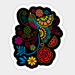 Mexican Bird Embroidery Effect Sticker